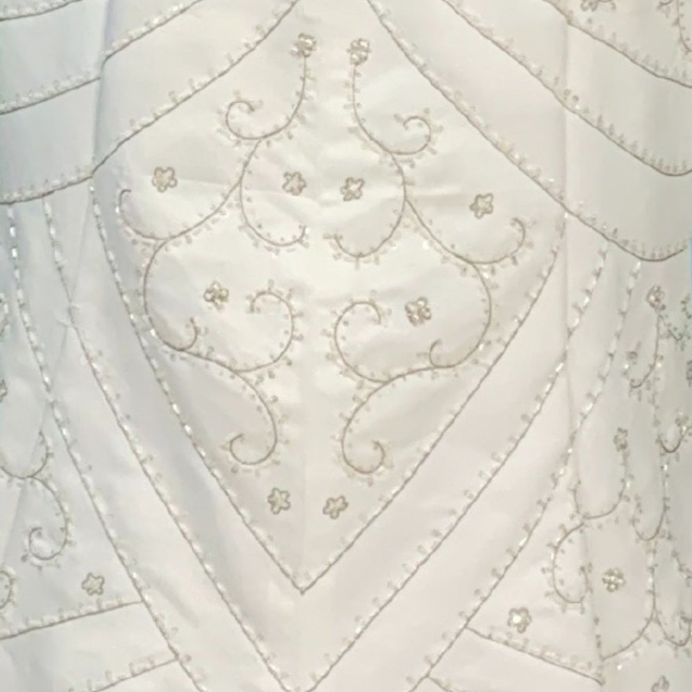 WEDDING DRESS SIZE 10, WHITE SATIN, BEADED